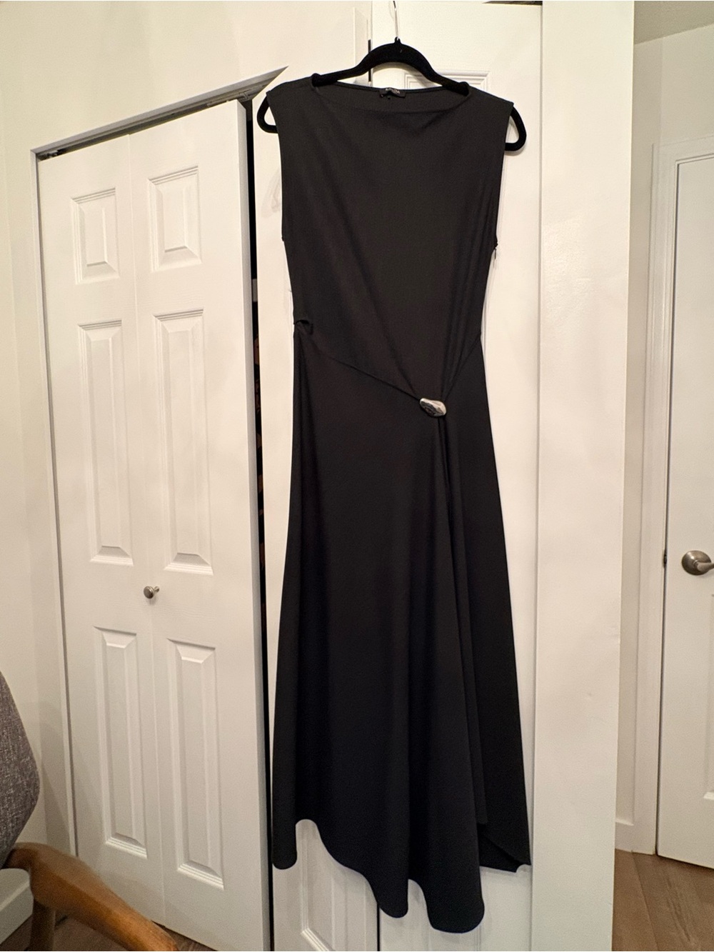 Massimo Dutti Black Sleeveless Draped Maxi Dress, size M - Picture 3 of 9